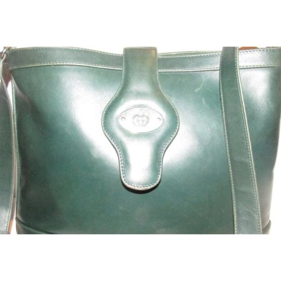 Gucci Britt Forest Green Gold Leather Shoulder Bag Bucket Style Satchel - Picture 9 of 11